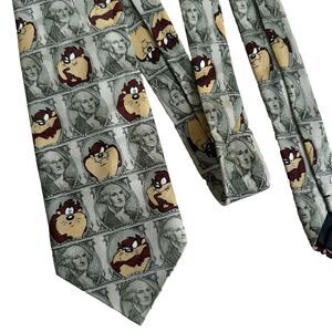 Tasmanian Devil Neck Tie Vintage Looney Tunes Mania Money Tazz George Washington
